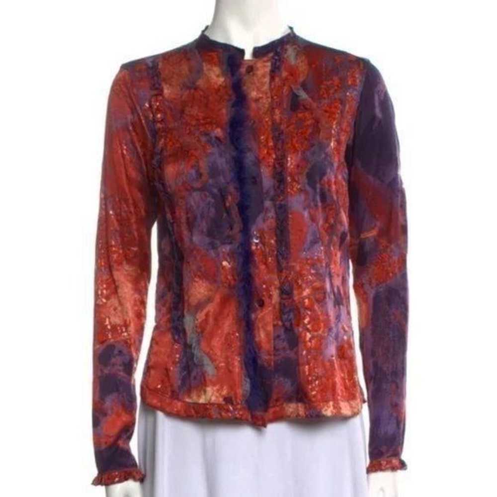 Vintage Just Cavalli Womens Hand Painted Silk Fea… - image 1