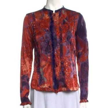 Vintage Just Cavalli Womens Hand Painted Silk Fea… - image 1