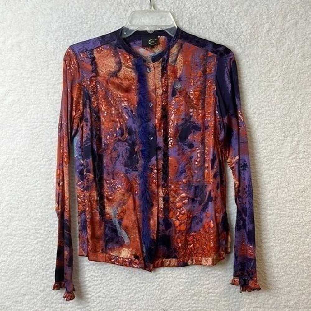 Vintage Just Cavalli Womens Hand Painted Silk Fea… - image 2