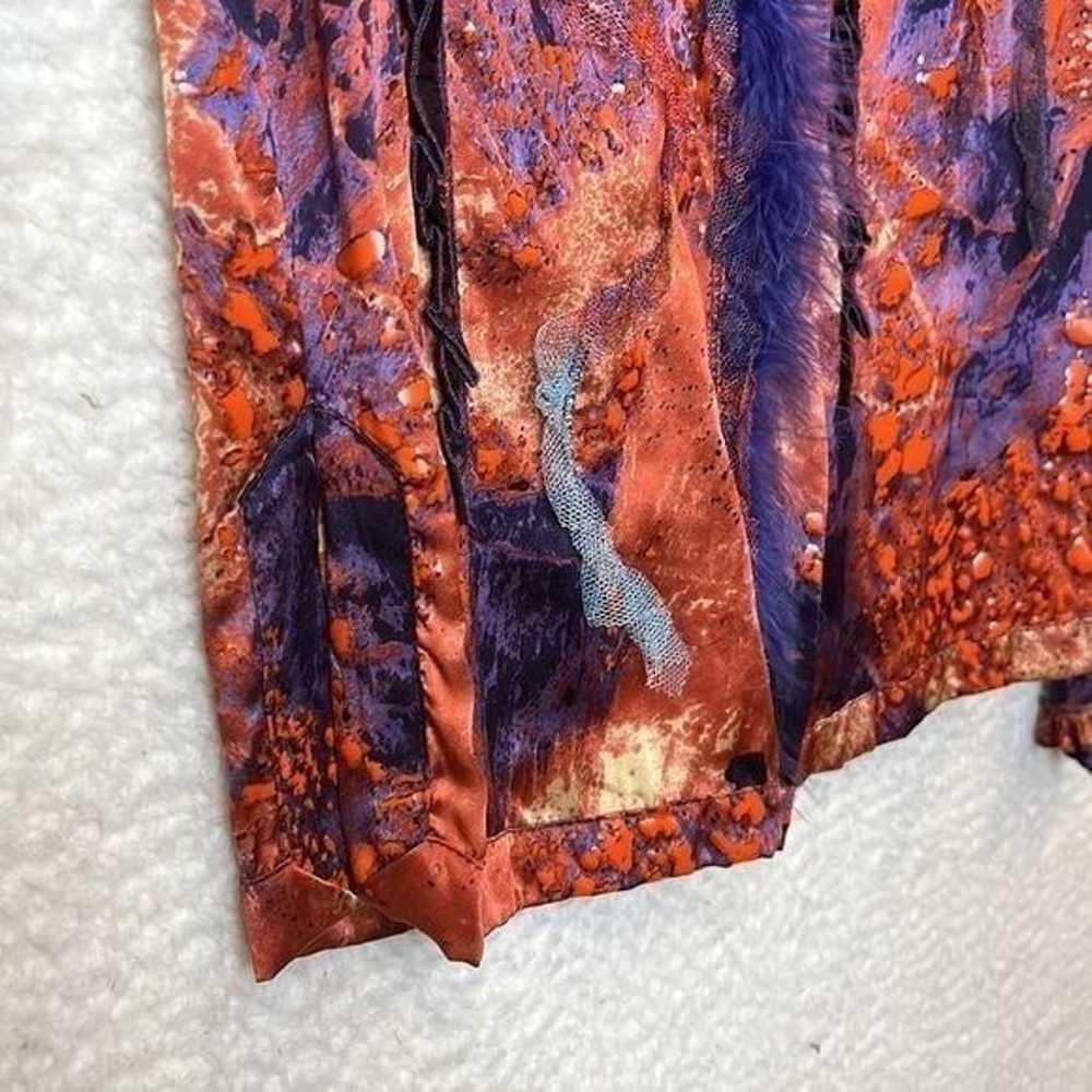 Vintage Just Cavalli Womens Hand Painted Silk Fea… - image 5