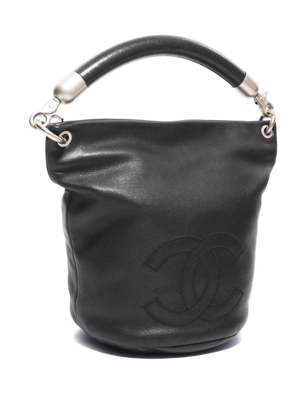 CHANEL Pre-Owned 2000 CC stitch bucket bag - Black - image 3