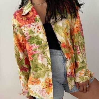 Vintage 90s early 00s bright floral cotton jacket 