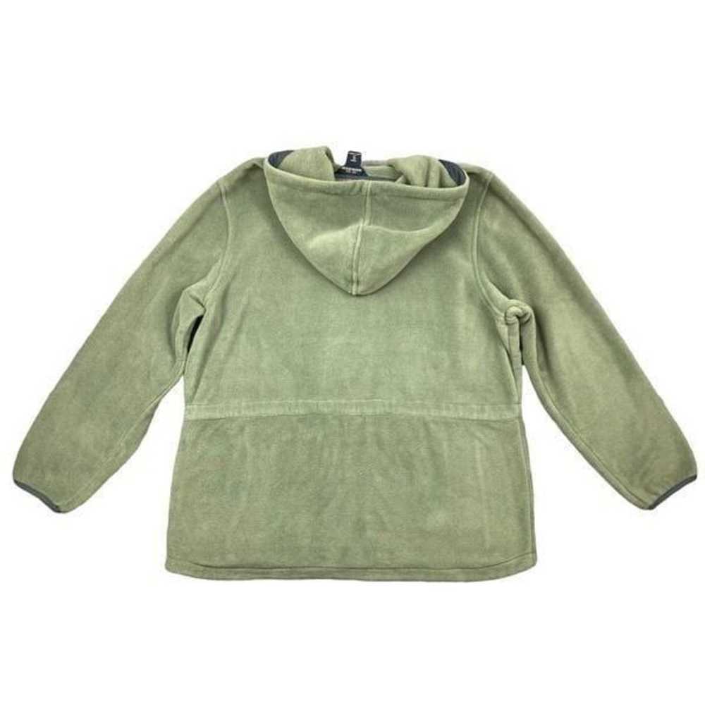 Woolrich green fleece zip up jacket with hood - image 2
