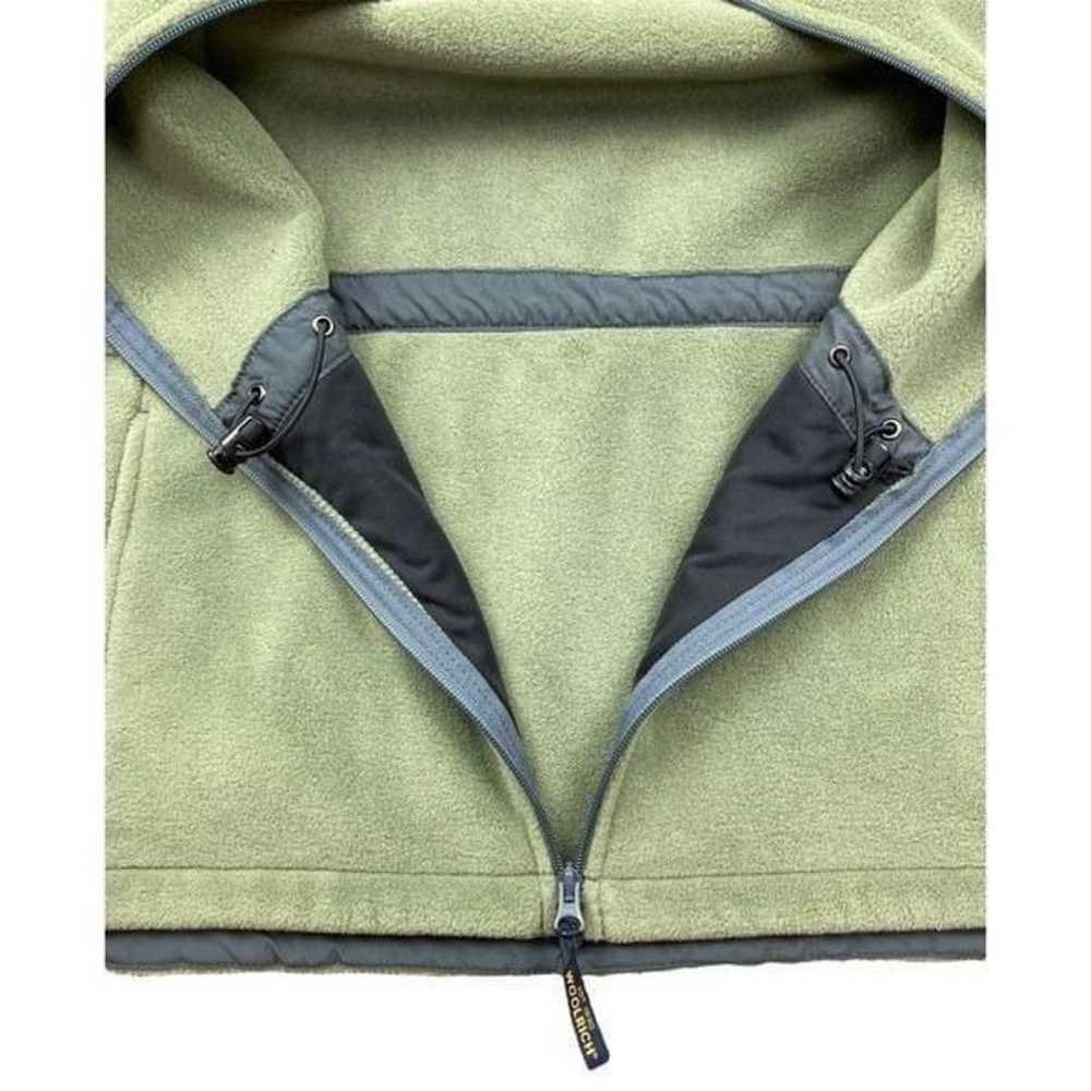 Woolrich green fleece zip up jacket with hood - image 3