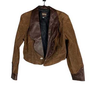Vintage cropped leather western jacket