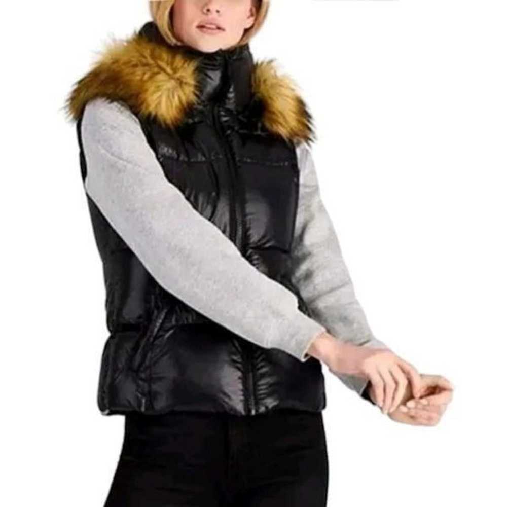 S13 NYC Black Down Fauz Fur Hoodie Puffer Vest Ja… - image 1