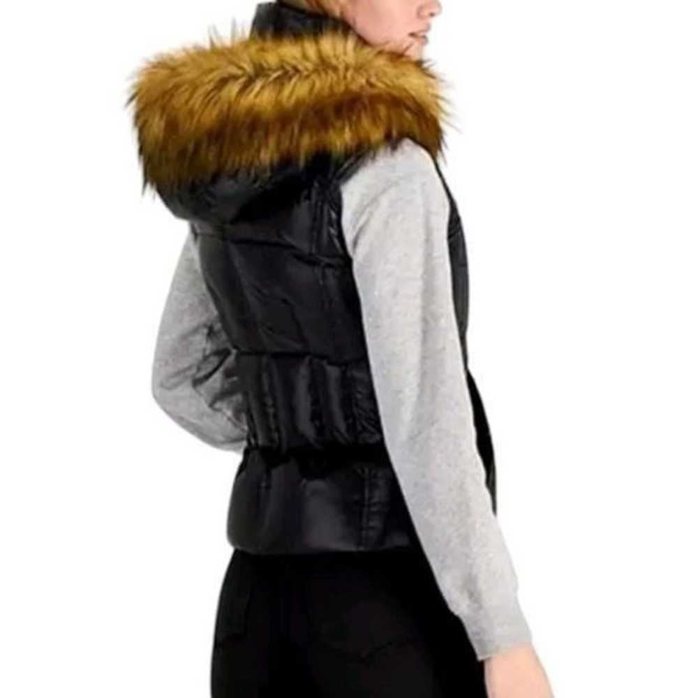 S13 NYC Black Down Fauz Fur Hoodie Puffer Vest Ja… - image 2