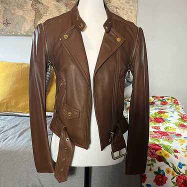 Brown Leather Michael Kors Jacket