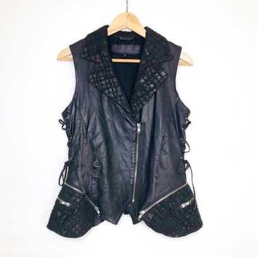 Papucie Black, leather collared, biker vest