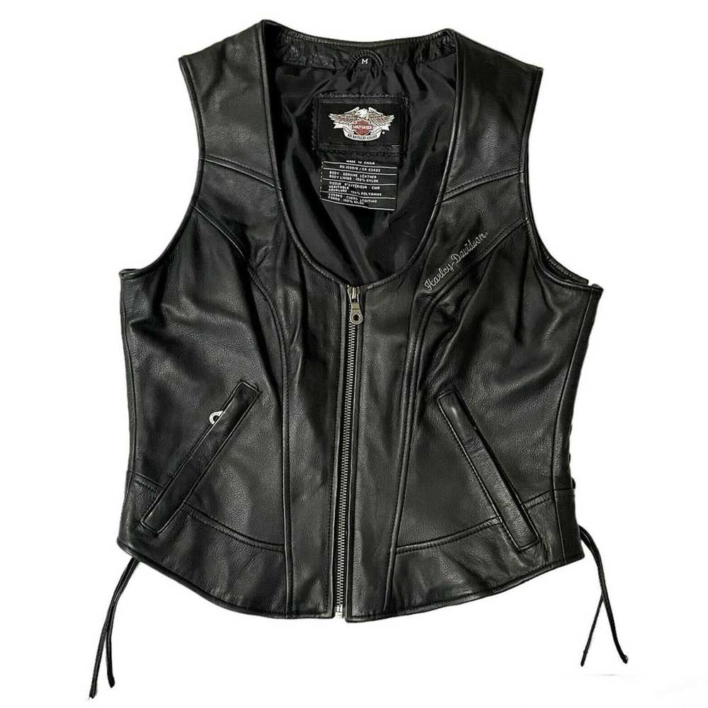 Harley Davidson Horizon Leather Vest Med Women Si… - image 1