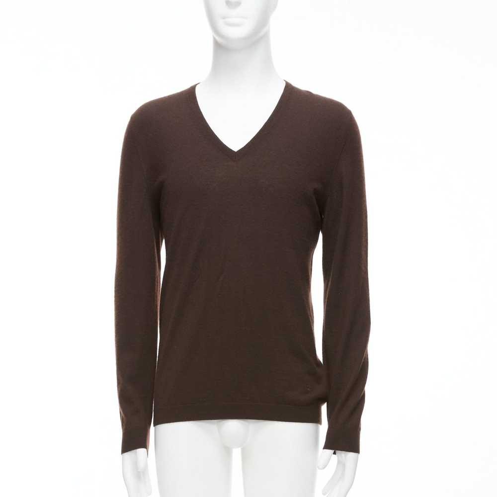 Gucci GUCCI Vintage 100% cashmere brown V-neck cl… - image 1