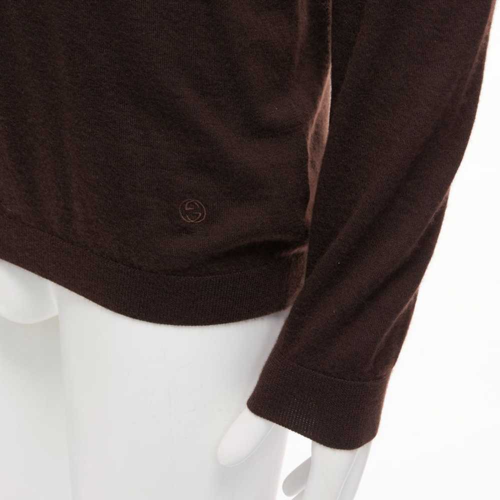 Gucci GUCCI Vintage 100% cashmere brown V-neck cl… - image 7