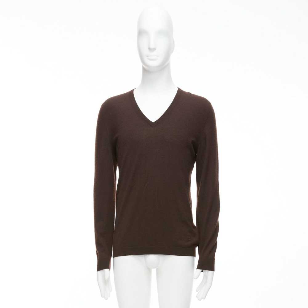 Gucci GUCCI Vintage 100% cashmere brown V-neck cl… - image 9