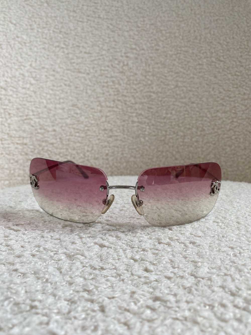 Chanel Chanel CC 4017-D rimless rhinestones pink … - image 3