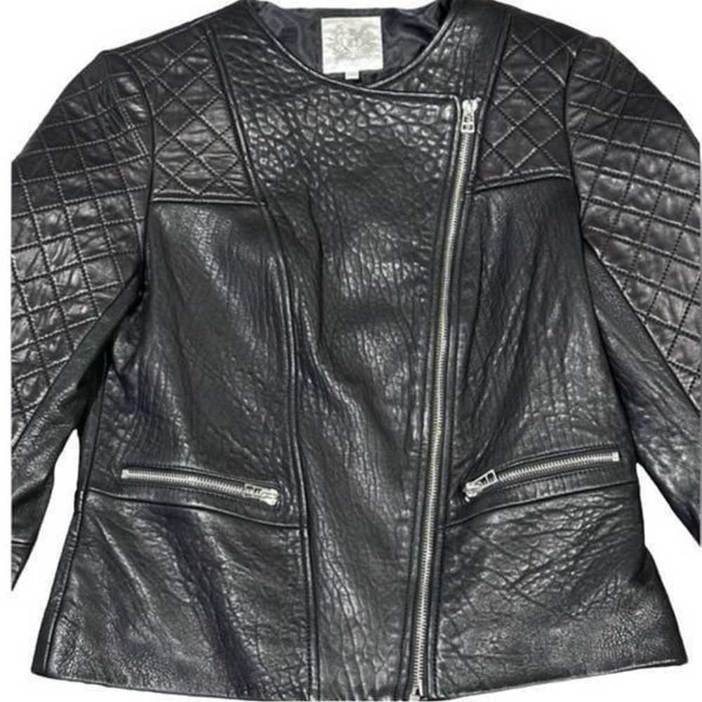 Dawn Levy Black Quilted Genuine Leather Moto Jack… - image 1
