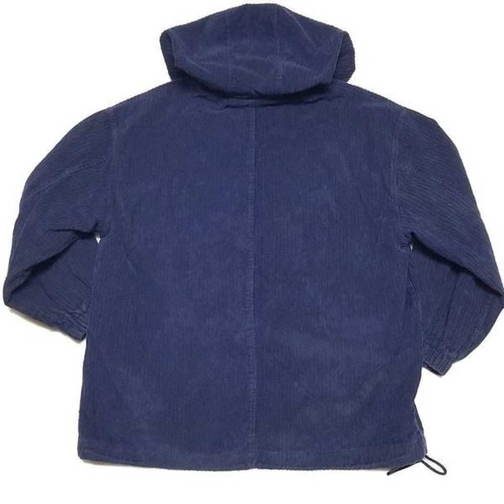 Vintage 90s Express Blue Corduroy Hooded Pullover - image 10
