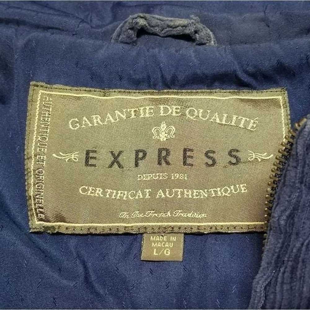 Vintage 90s Express Blue Corduroy Hooded Pullover - image 11
