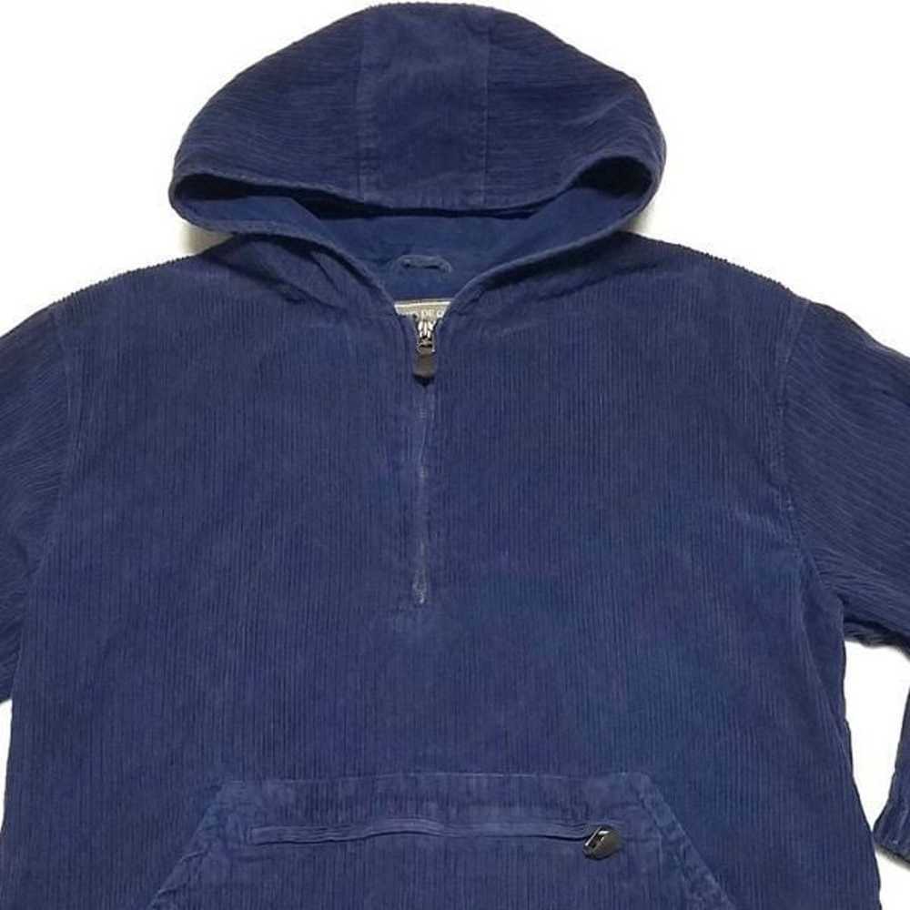 Vintage 90s Express Blue Corduroy Hooded Pullover - image 4