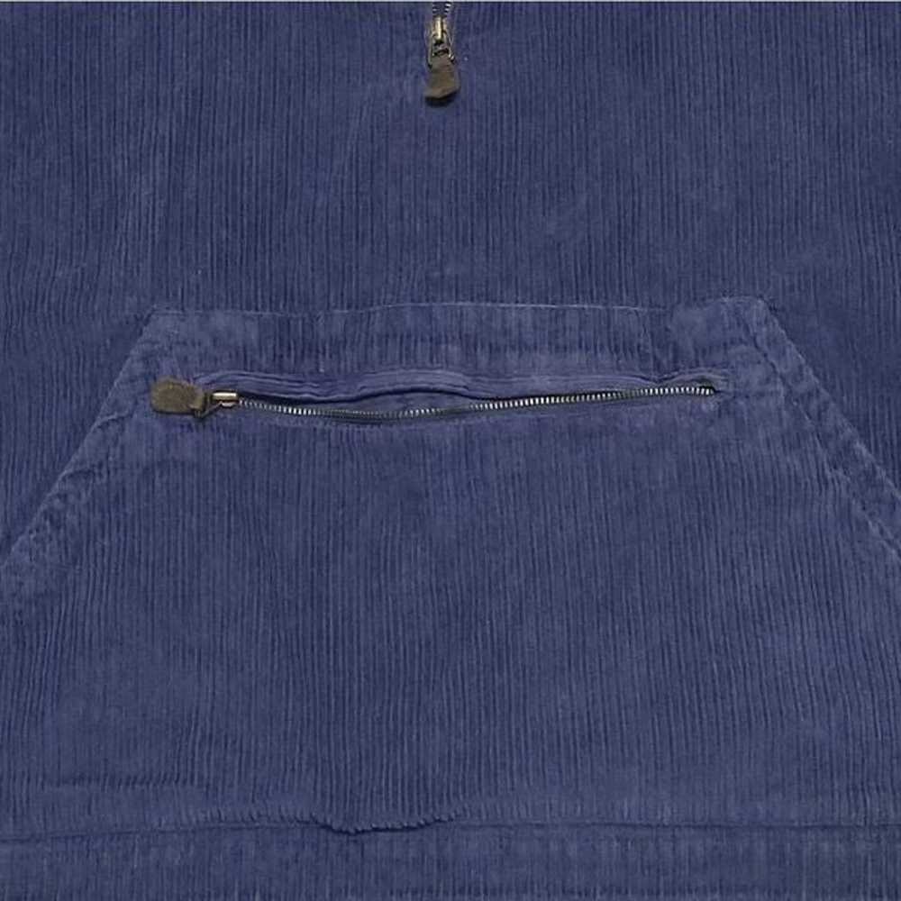 Vintage 90s Express Blue Corduroy Hooded Pullover - image 6