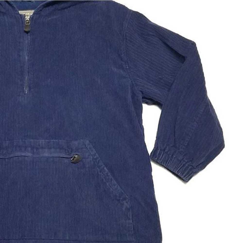 Vintage 90s Express Blue Corduroy Hooded Pullover - image 7
