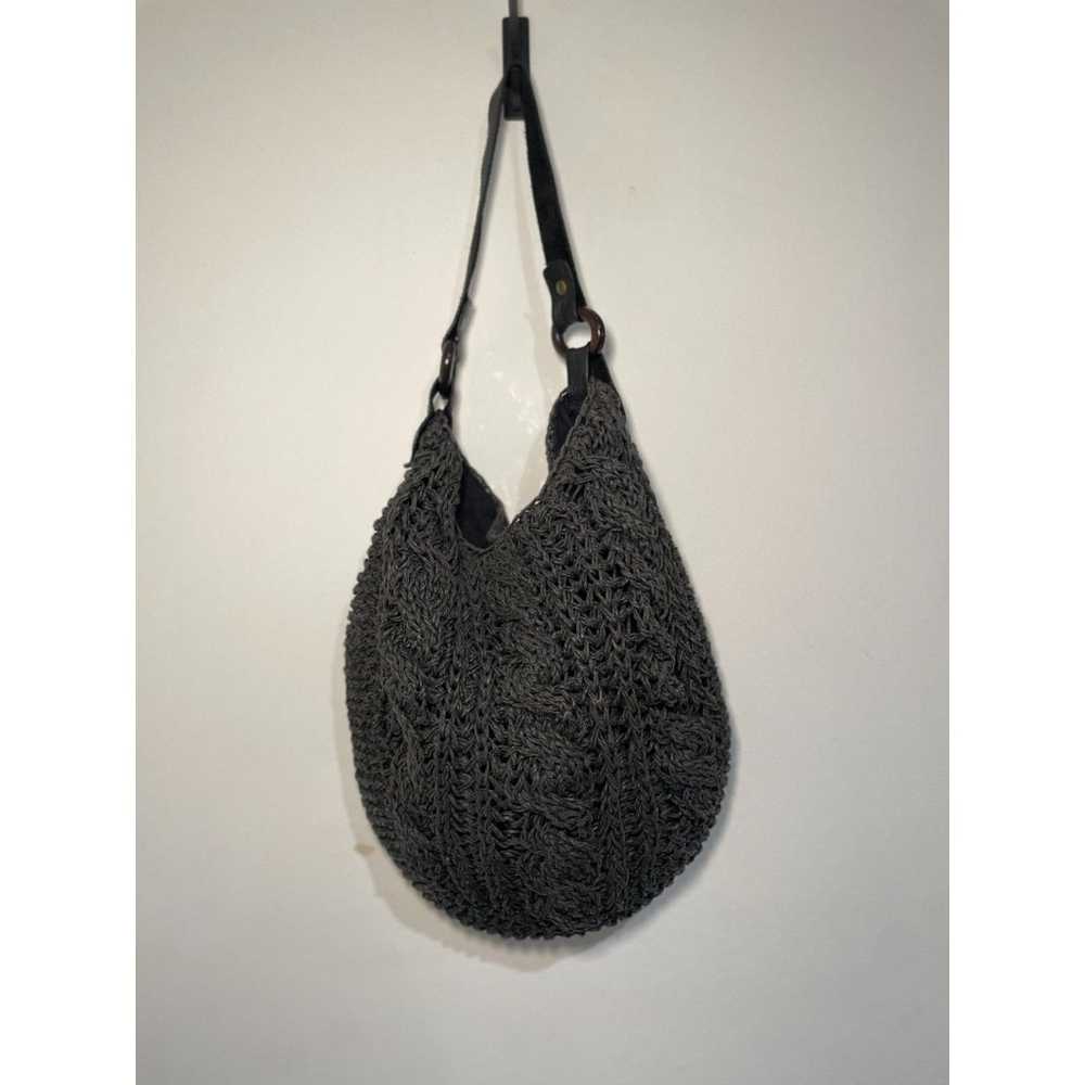 Vintage GAP Boho Hobo Shoulder Bag Purse Black Gr… - image 2