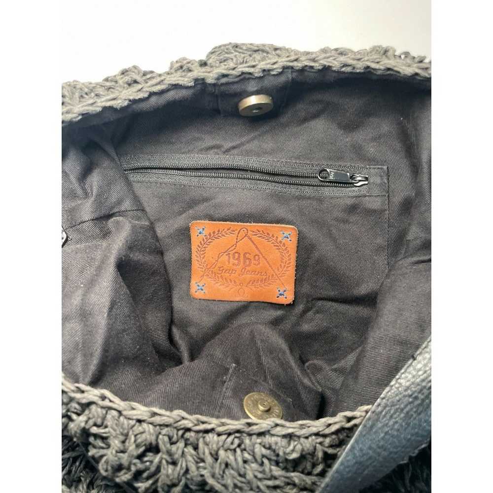 Vintage GAP Boho Hobo Shoulder Bag Purse Black Gr… - image 5