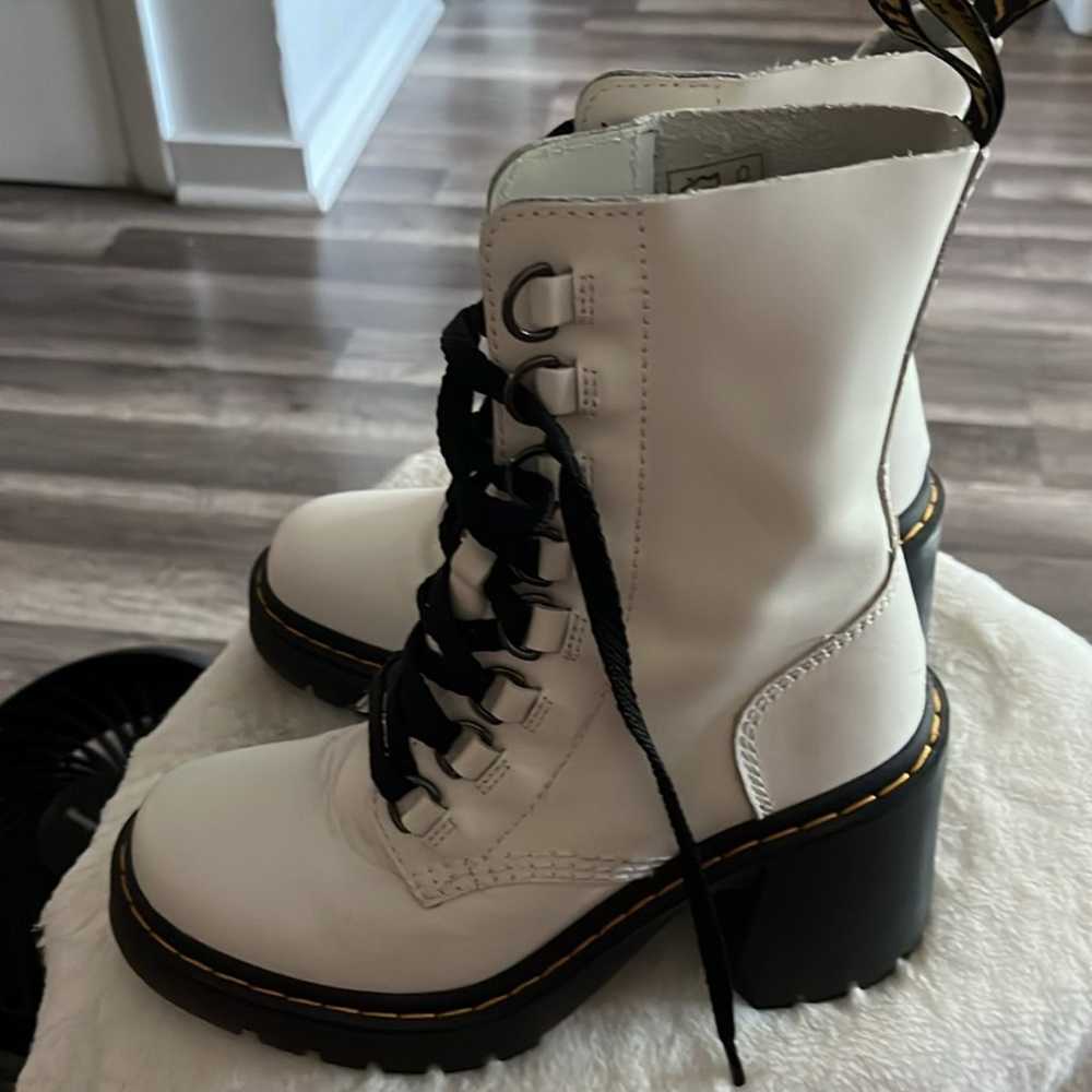 CHESNEY LEATHER FLARED HEEL LACE UP BOOTS - image 9