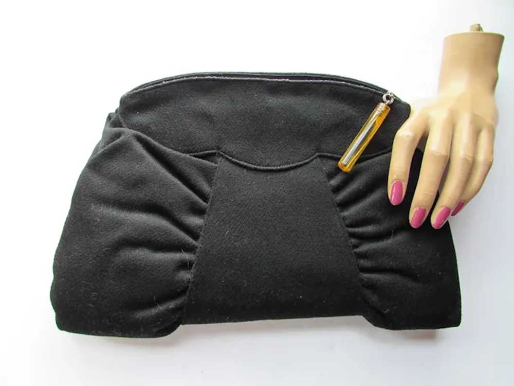 Fashionable 1940 Era Black Fabric Purse & Muff Pl… - image 2