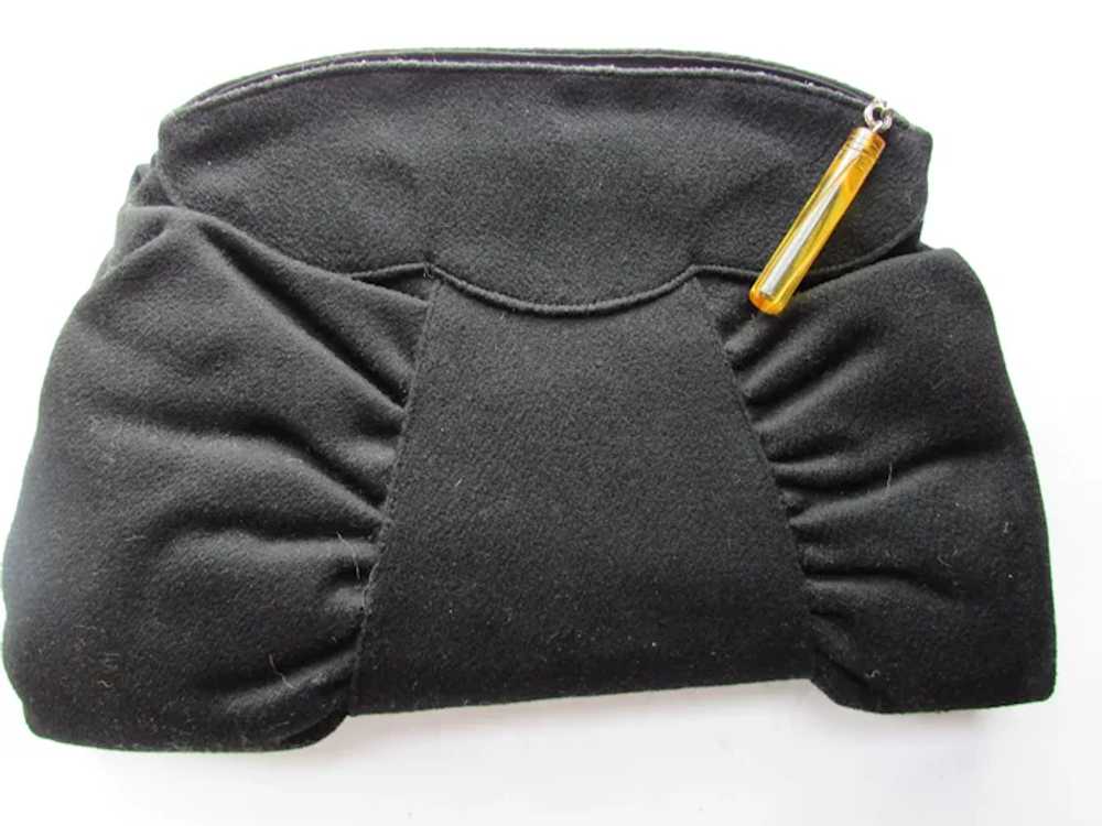 Fashionable 1940 Era Black Fabric Purse & Muff Pl… - image 4