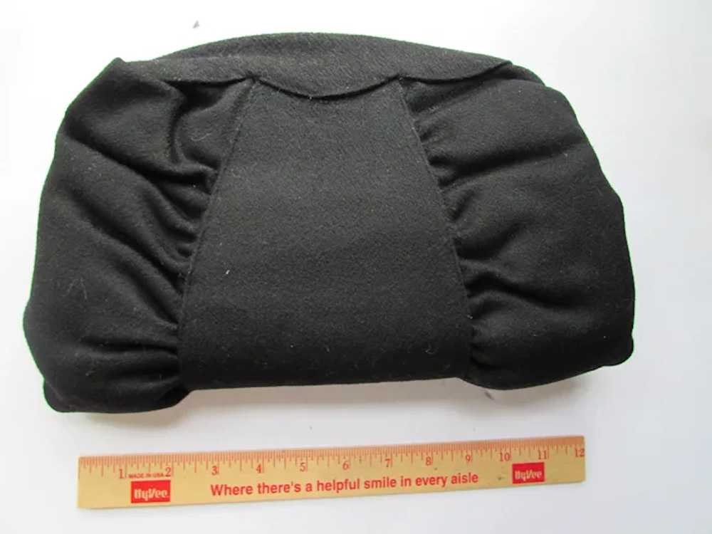 Fashionable 1940 Era Black Fabric Purse & Muff Pl… - image 6