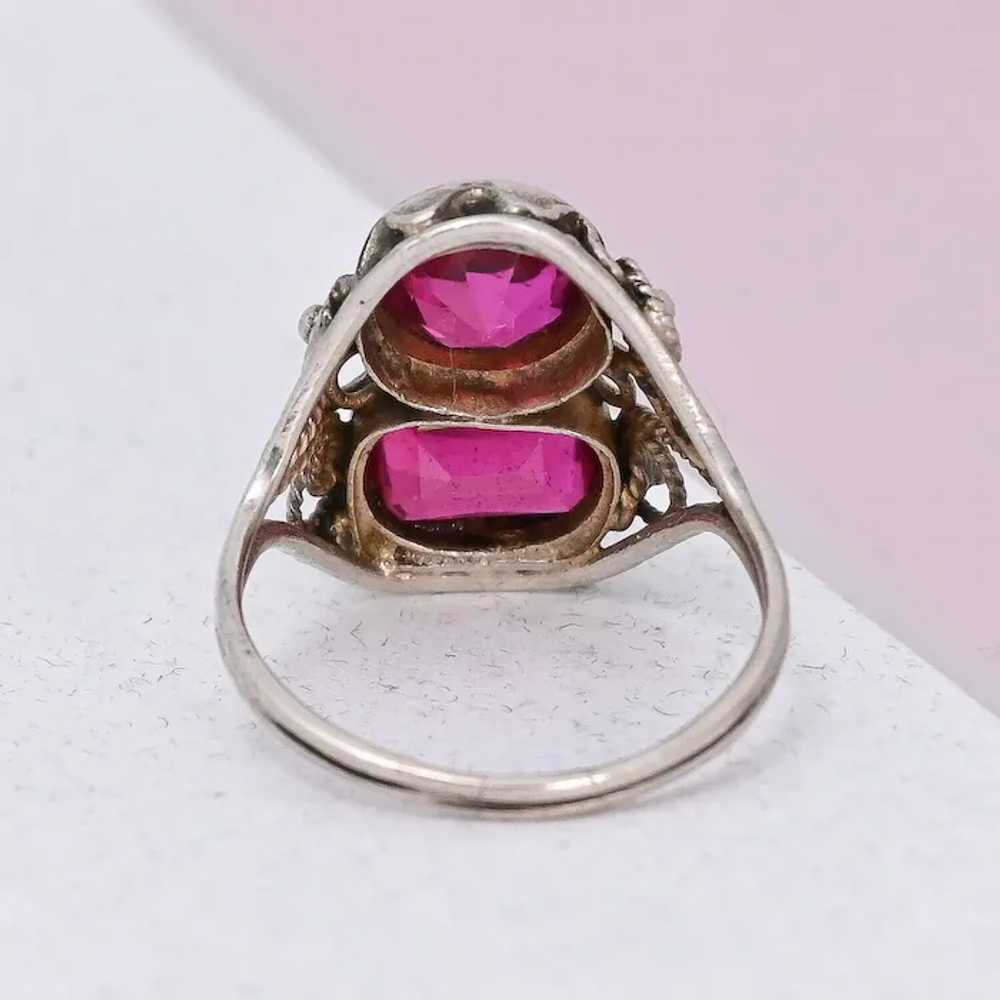 Antique 1920s Art Deco Ruby Glass Paste Sterling … - image 3