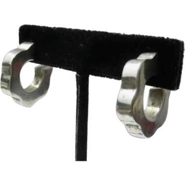 Modernist Silver Hoop Earrings