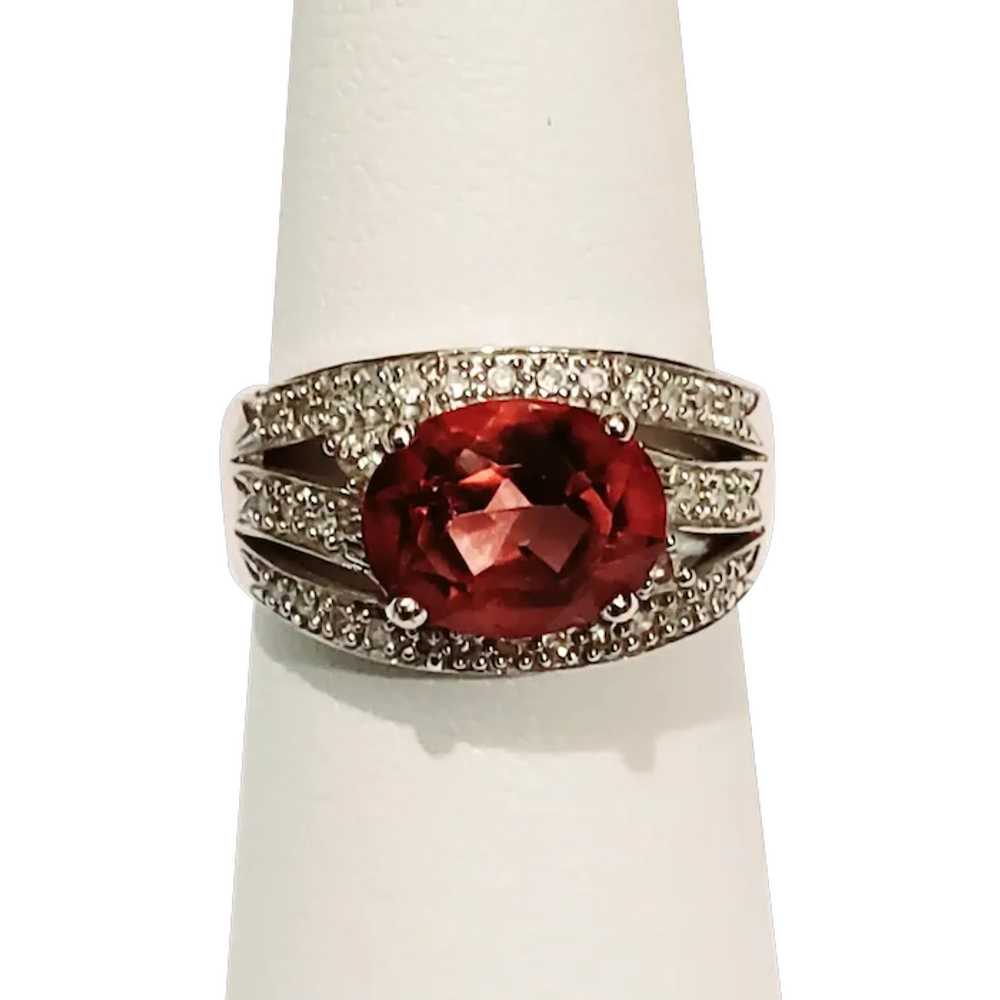 14K White Gold Pink Tourmaline Diamond Ring - image 1