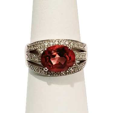 14K White Gold Pink Tourmaline Diamond Ring - image 1