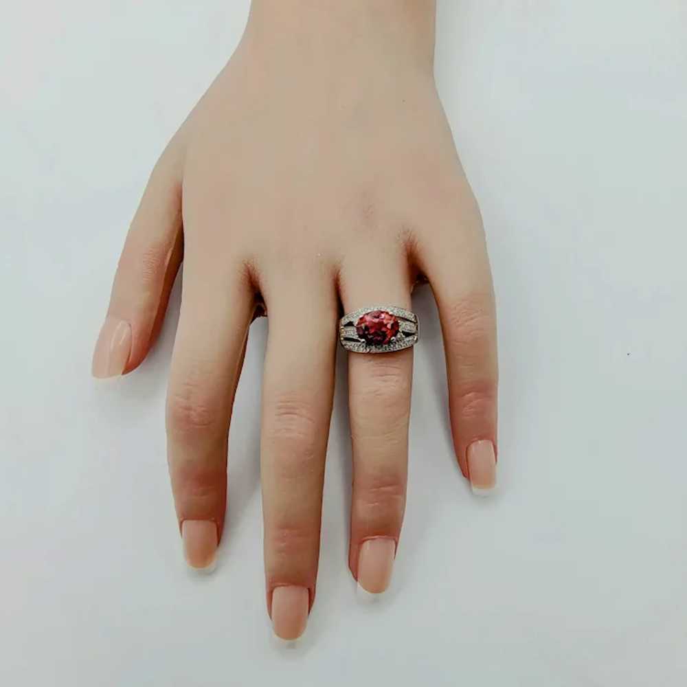 14K White Gold Pink Tourmaline Diamond Ring - image 2