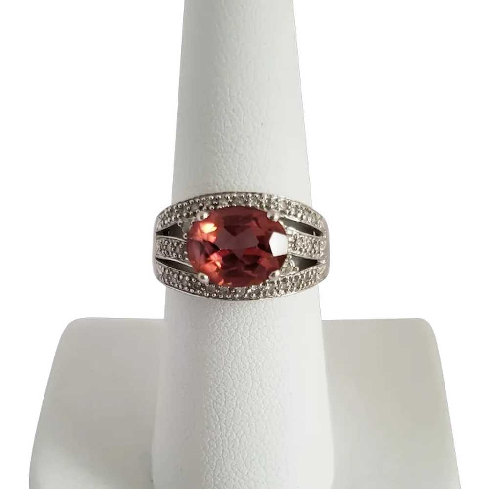 14K White Gold Pink Tourmaline Diamond Ring - image 5