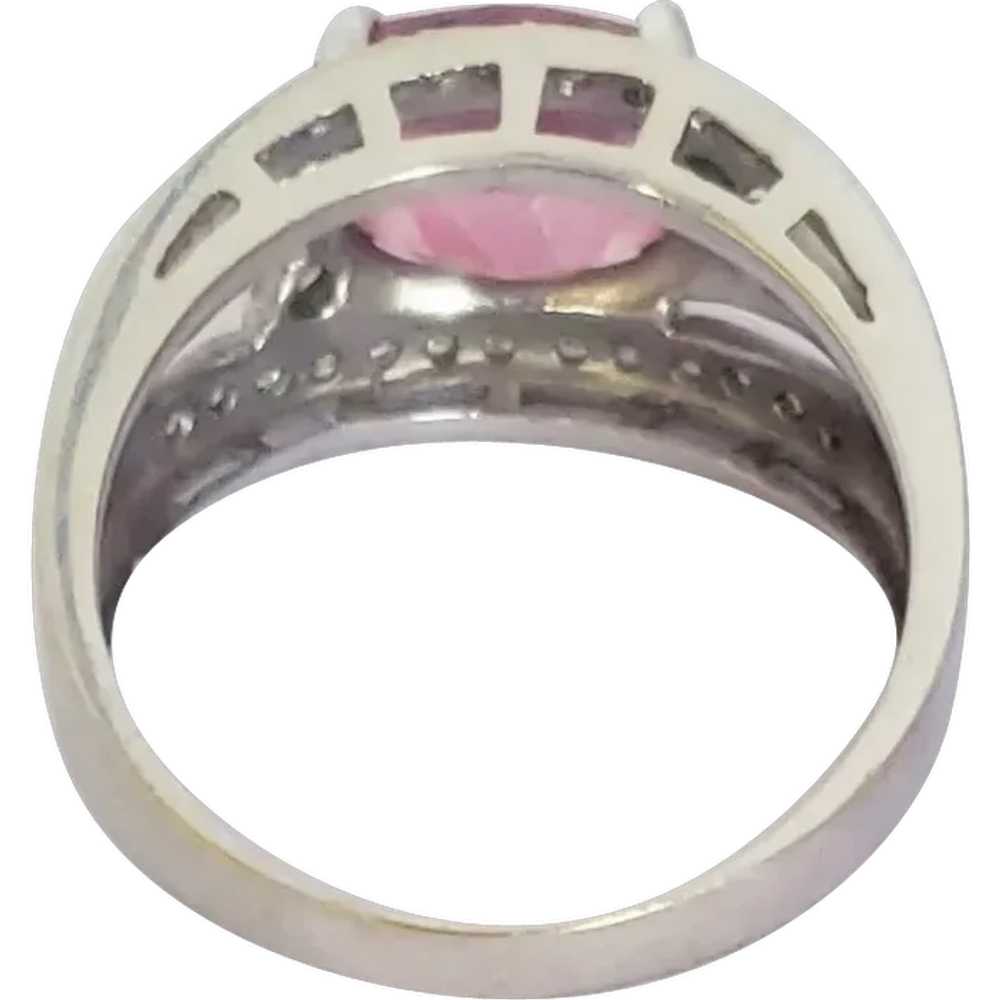 14K White Gold Pink Tourmaline Diamond Ring - image 6