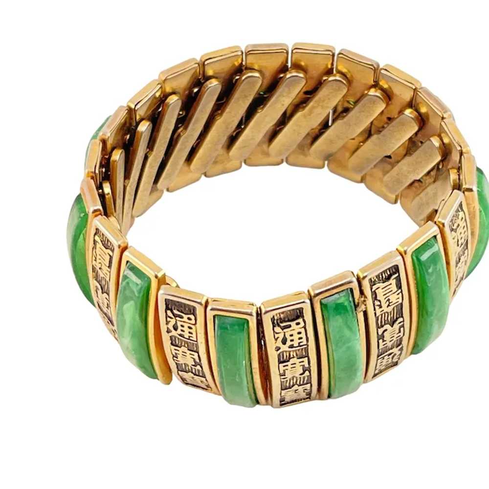 Expansion Cuff Green Marbled Bracelet, Good Luck … - image 2