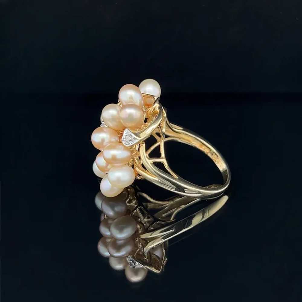 Retro 10K Two-Tone Gold Cultured Pearl Cluster Na… - image 4