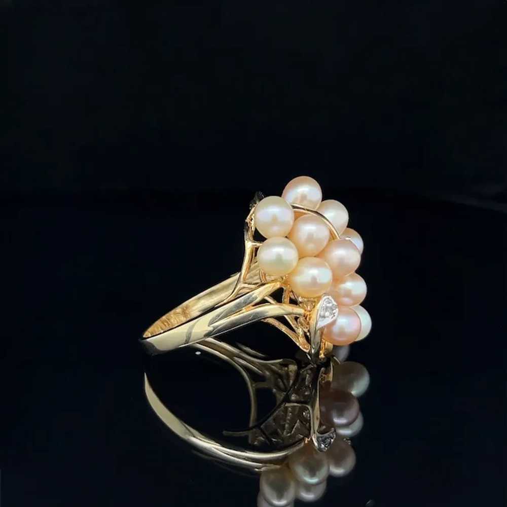 Retro 10K Two-Tone Gold Cultured Pearl Cluster Na… - image 6