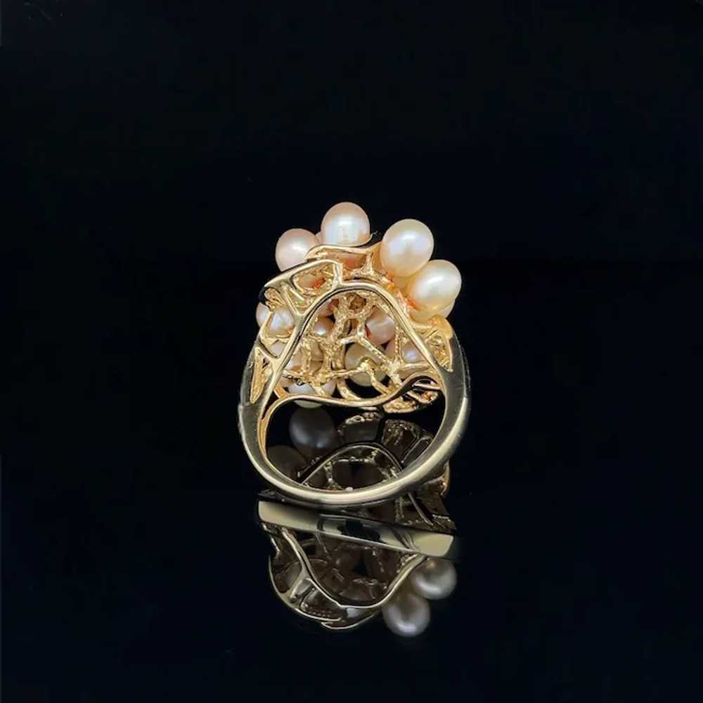 Retro 10K Two-Tone Gold Cultured Pearl Cluster Na… - image 7