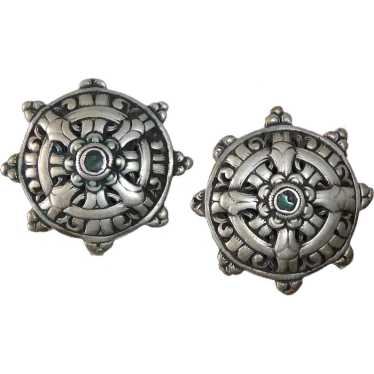 Tibetan Antique 800 Silver Cloak Clasp Pair