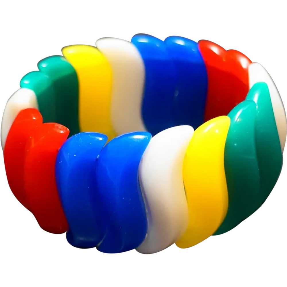 Avon Summer Brights Lucite Plastic Stretch Bracel… - image 1