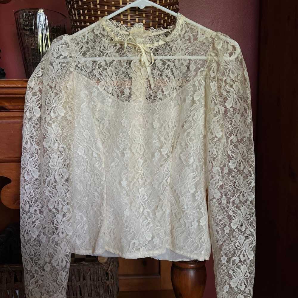 70s Vintage YOU BABES Lace Blouse - image 1