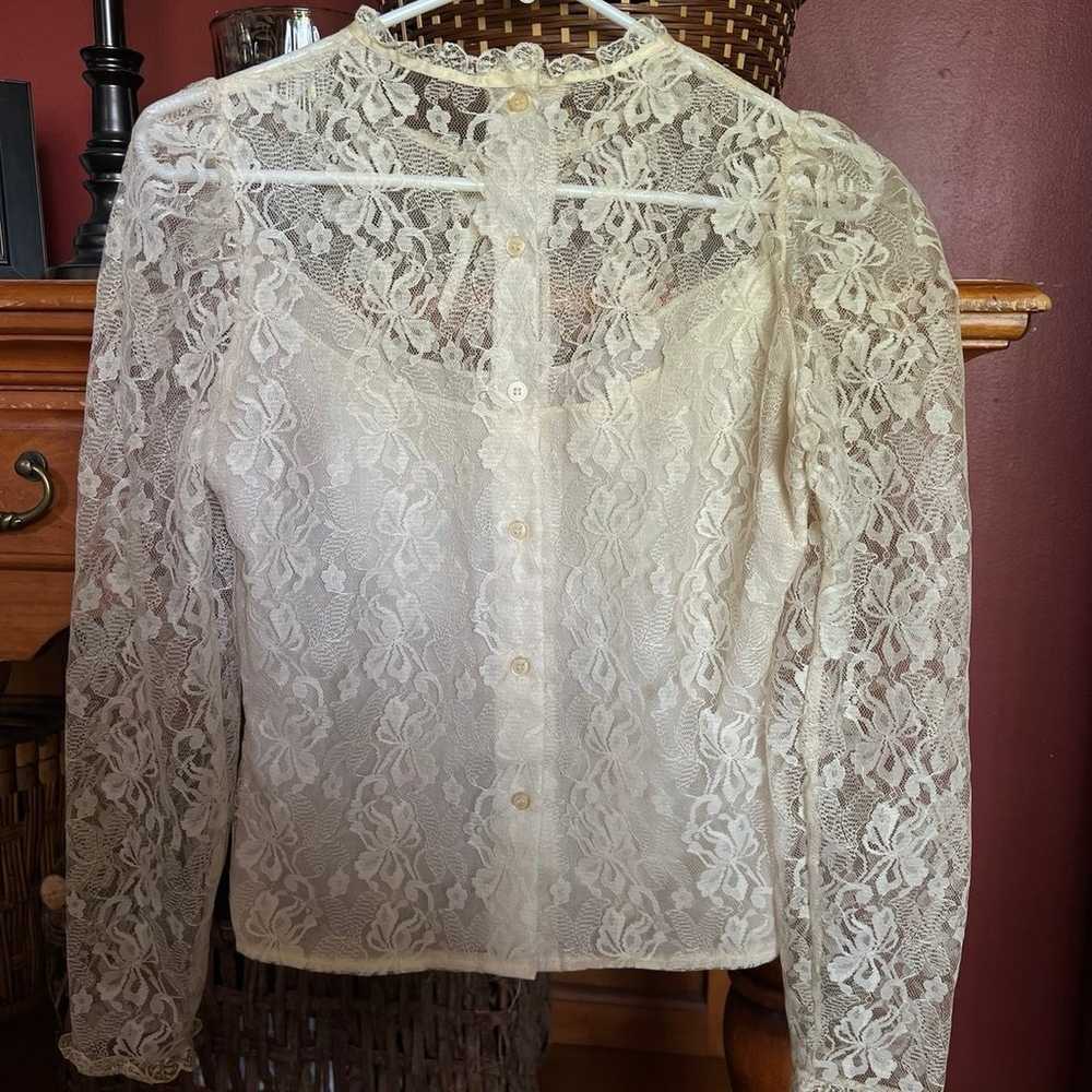 70s Vintage YOU BABES Lace Blouse - image 2