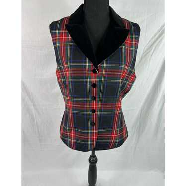 Vintage Rafaella wool plaid womens vest size 10