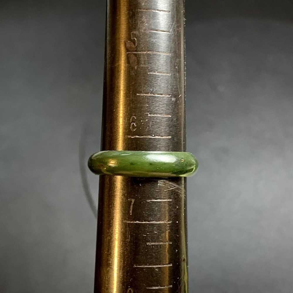 VTG Solid Nephrite Jade Carved Half Round Band 4.… - image 7