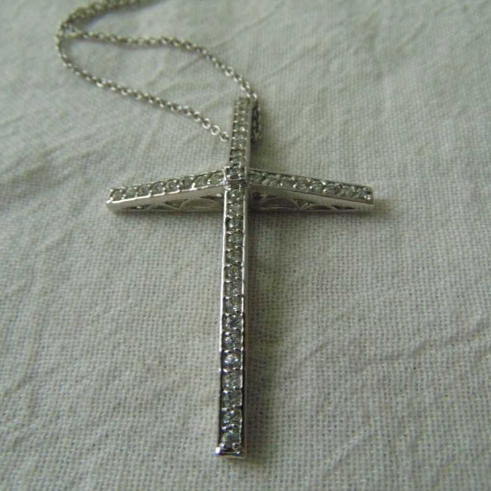 vintage QVC sterling silver cz crystals cross pen… - image 2