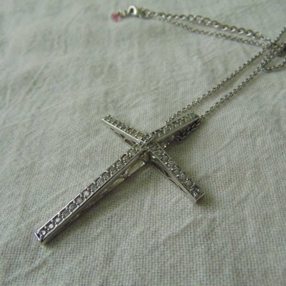 vintage QVC sterling silver cz crystals cross pen… - image 3