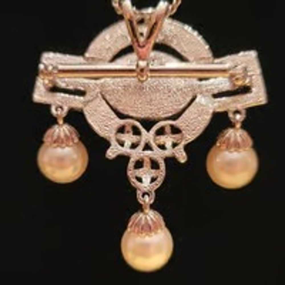 Vintage look 90s Costume Pearl Drop Necklace - image 3